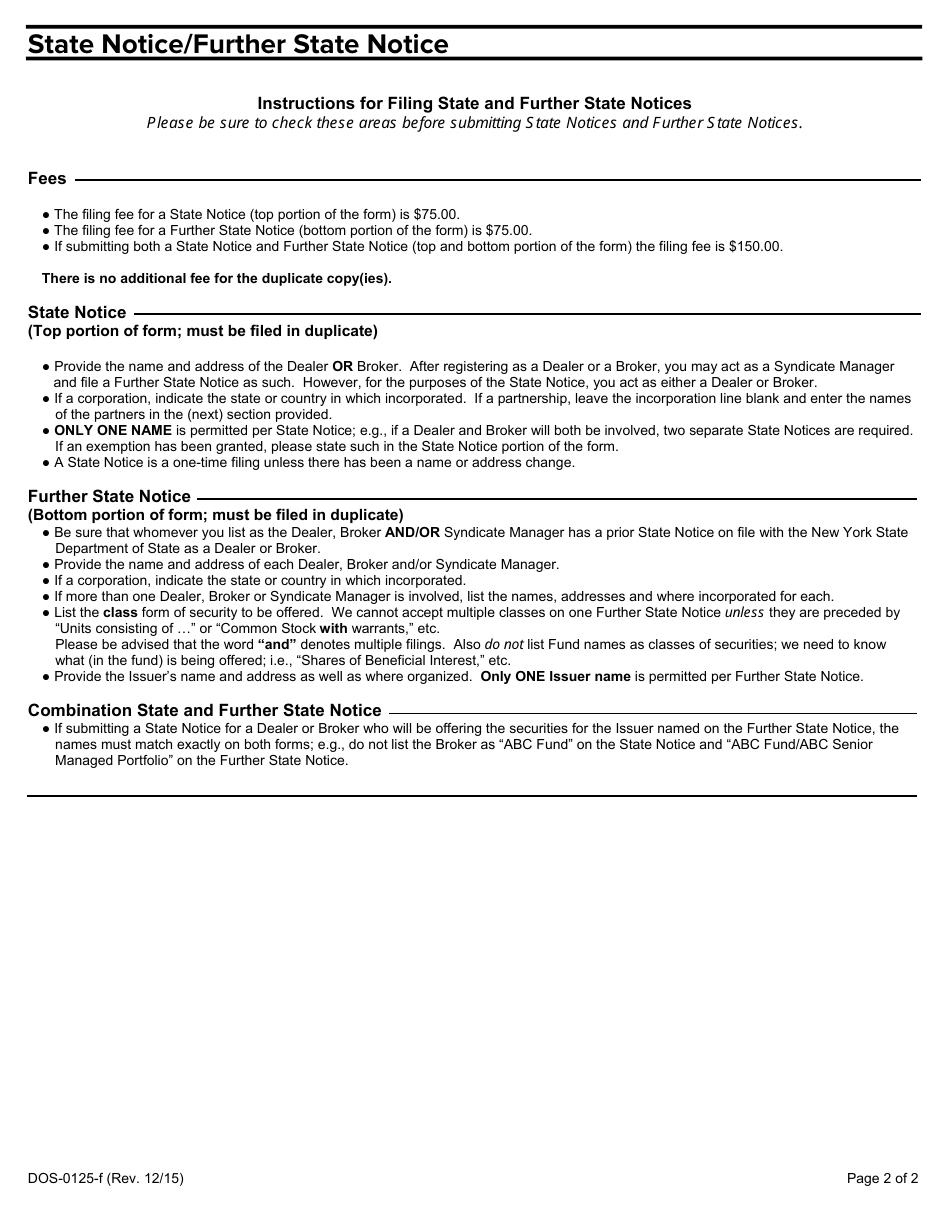 Form DOS-0125-F State Notice / Further State Notice - New York, Page 2