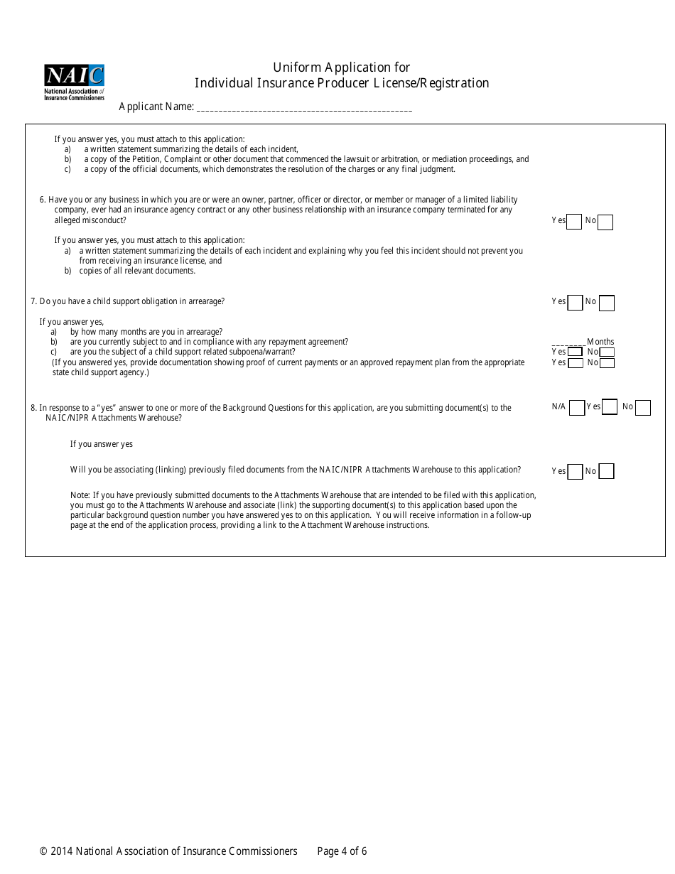 Uniform Application for Individual Producer License / Registration - New Jersey, Page 4