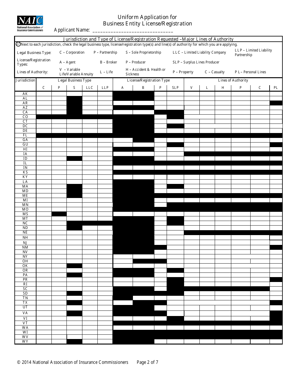 Uniform Application for Business Entity License / Registration - New Jersey, Page 2