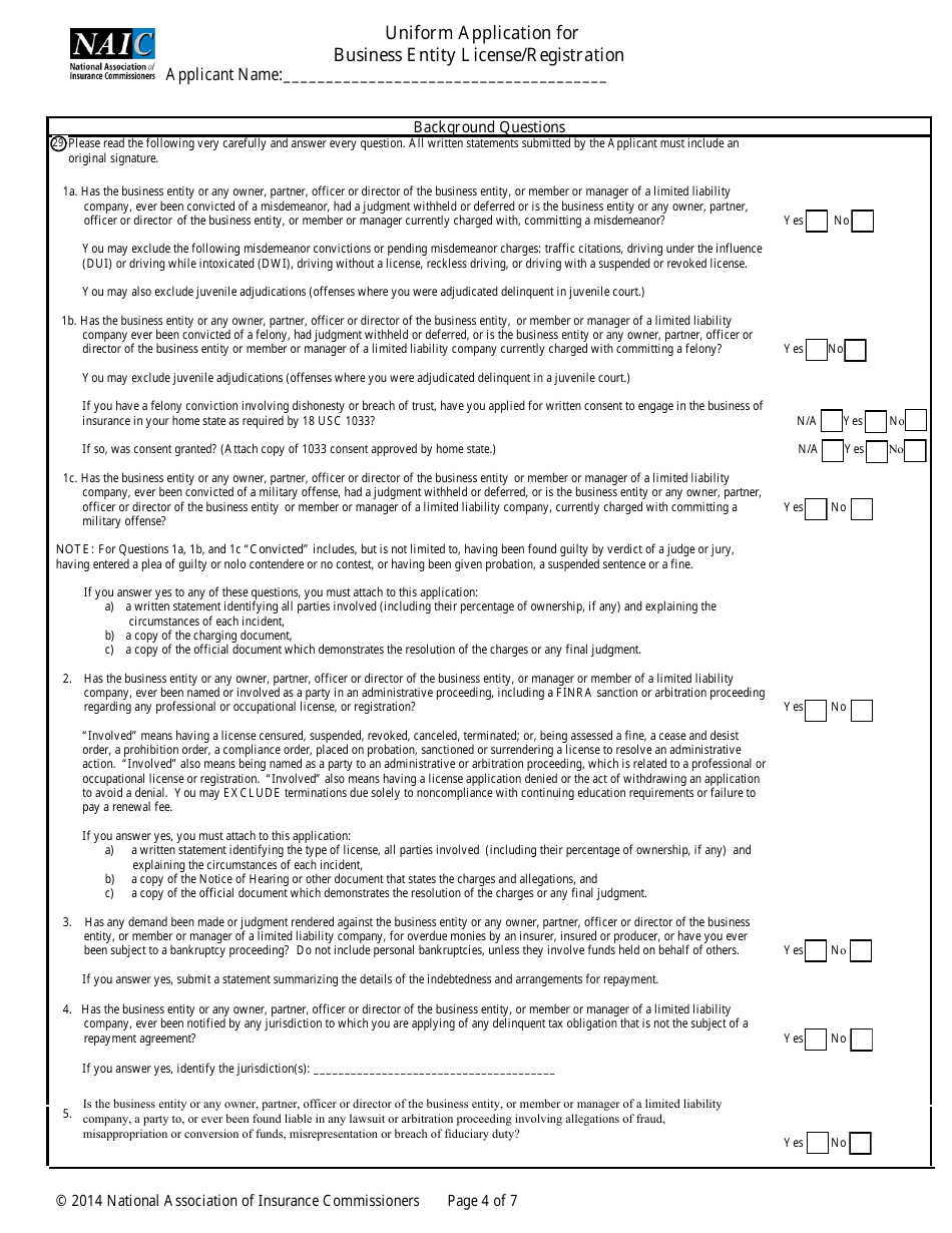 New Jersey Uniform Application for Business Entity License/Registration ...