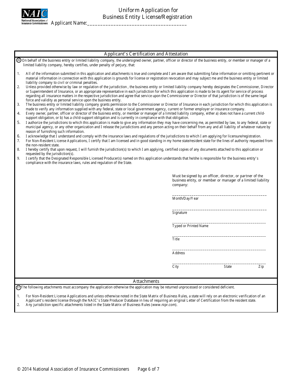 Uniform Application for Business Entity License / Registration - New Jersey, Page 6