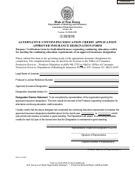 Form CE-1A &quot;Alternative Continuing Education Credit Application Approved Insurance Designation Form&quot; - New Jersey