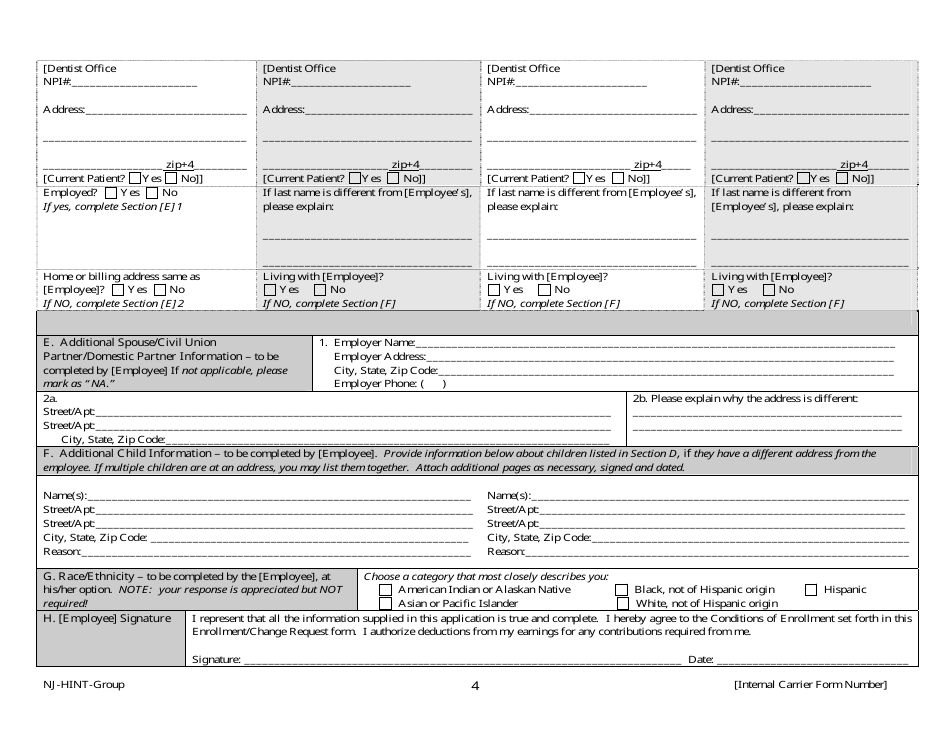 Group Enrollment / Change Request - New Jersey, Page 4