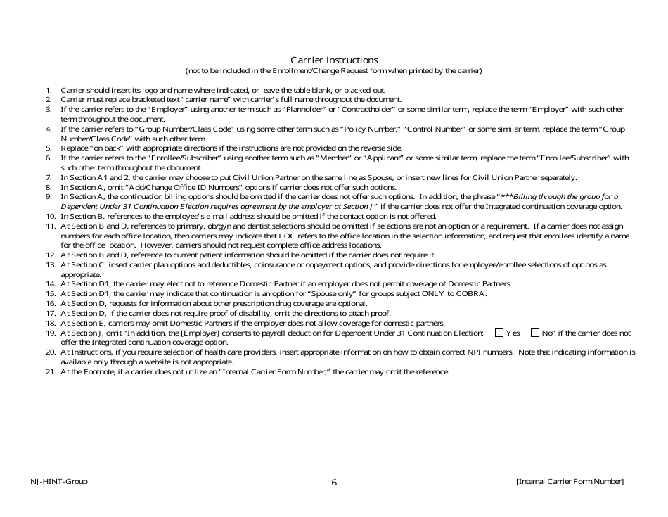 Group Enrollment / Change Request - New Jersey, Page 6