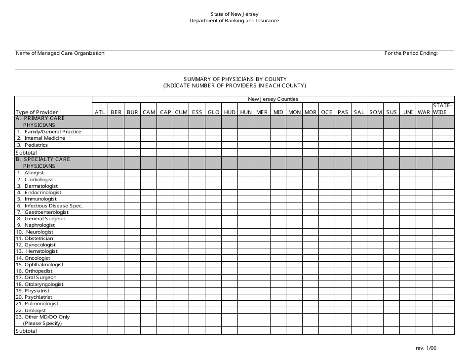 New Jersey Summary of Physicians by County - Fill Out, Sign Online and ...