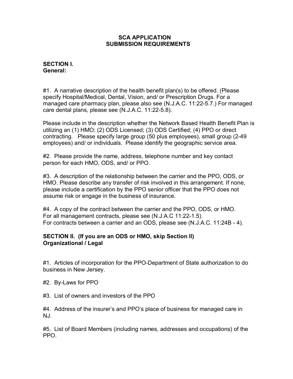 Selective Contracting Arrangement Application - New Jersey, Page 3