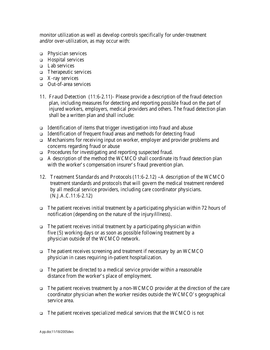 Managed Care Organization (Wcmco) Application for a Certificate of Authority - New Jersey, Page 5