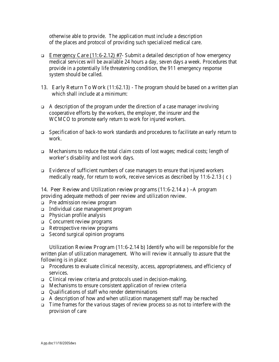Managed Care Organization (Wcmco) Application for a Certificate of Authority - New Jersey, Page 6