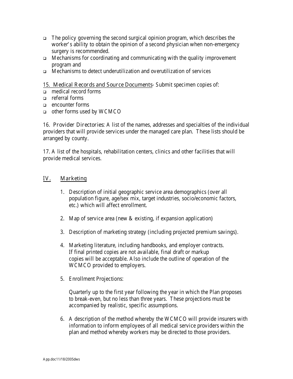 Managed Care Organization (Wcmco) Application for a Certificate of Authority - New Jersey, Page 7