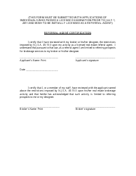 Document preview: Referral Agent Certification - New Jersey