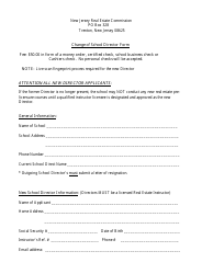 Document preview: Change of School Director Form - New Jersey