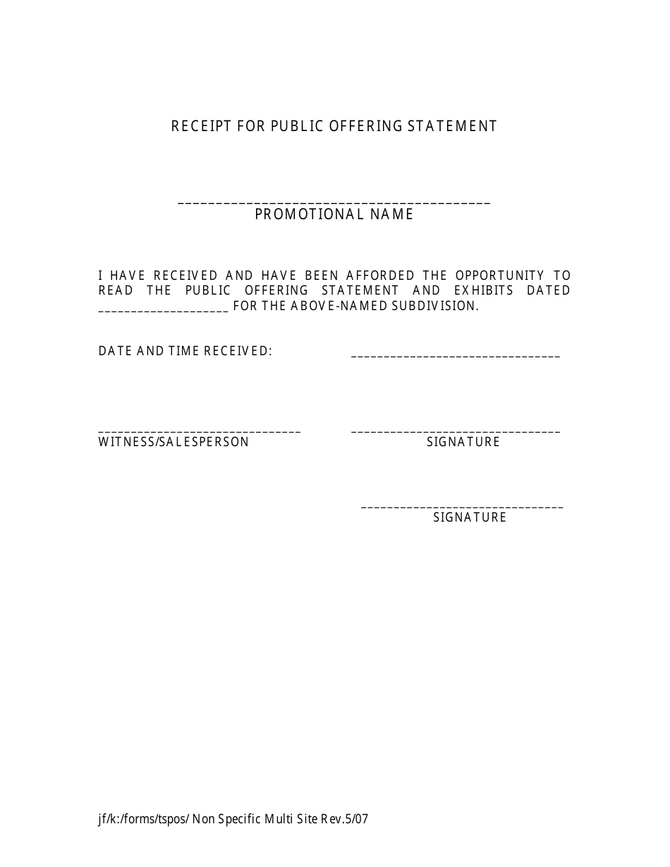 Timeshare Public Offering Statement Format (Non Specific Interest) - New Jersey, Page 6