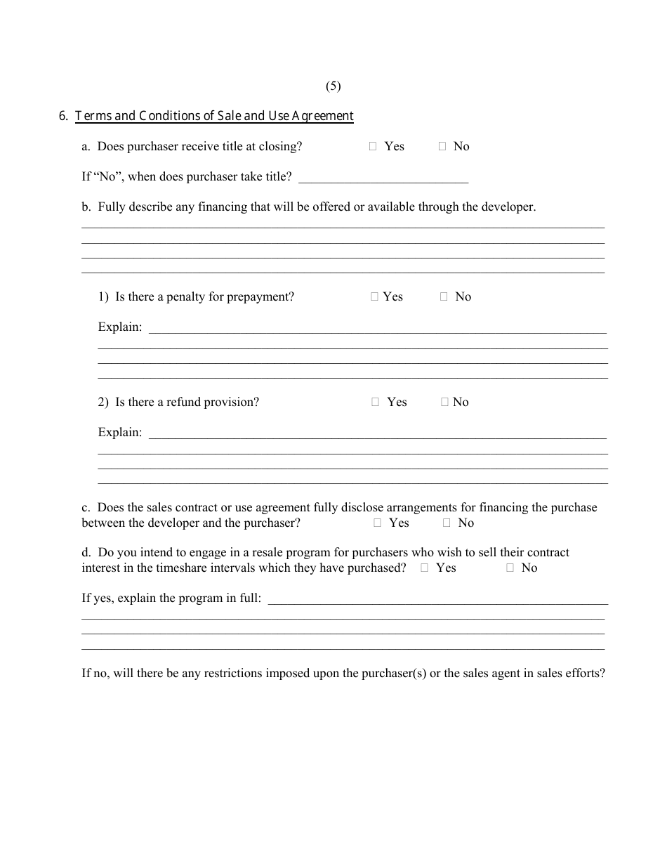 Timeshare Registration Application - New Jersey, Page 5