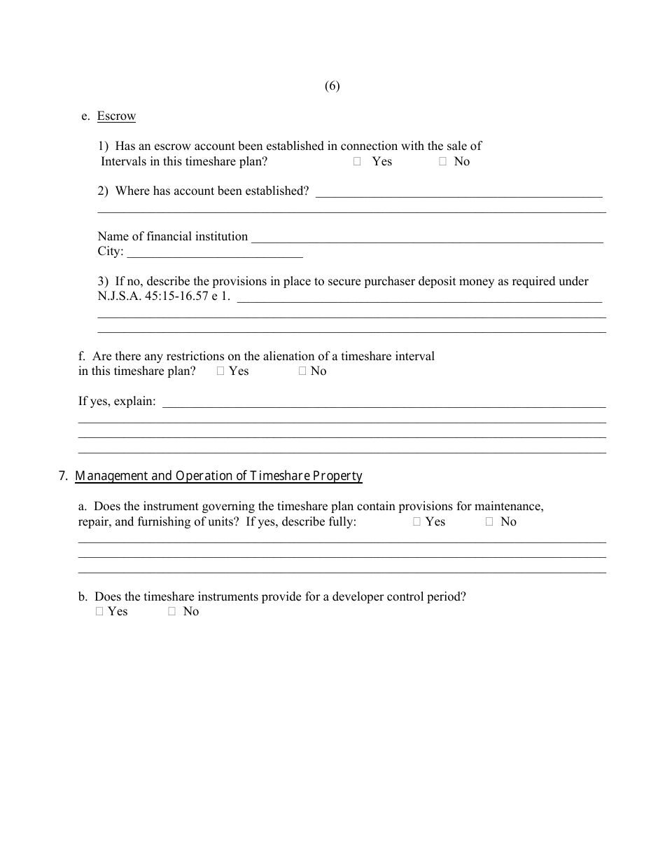 Timeshare Registration Application - New Jersey, Page 6
