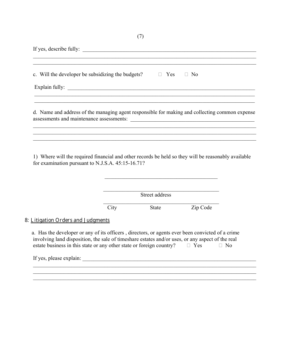 Timeshare Registration Application - New Jersey, Page 7
