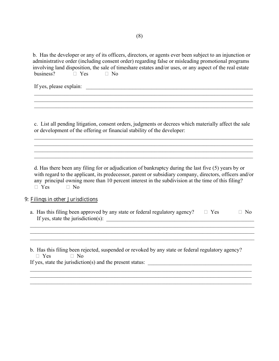 Timeshare Registration Application - New Jersey, Page 8