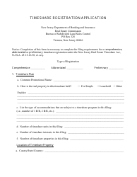 Document preview: Timeshare Registration Application - New Jersey