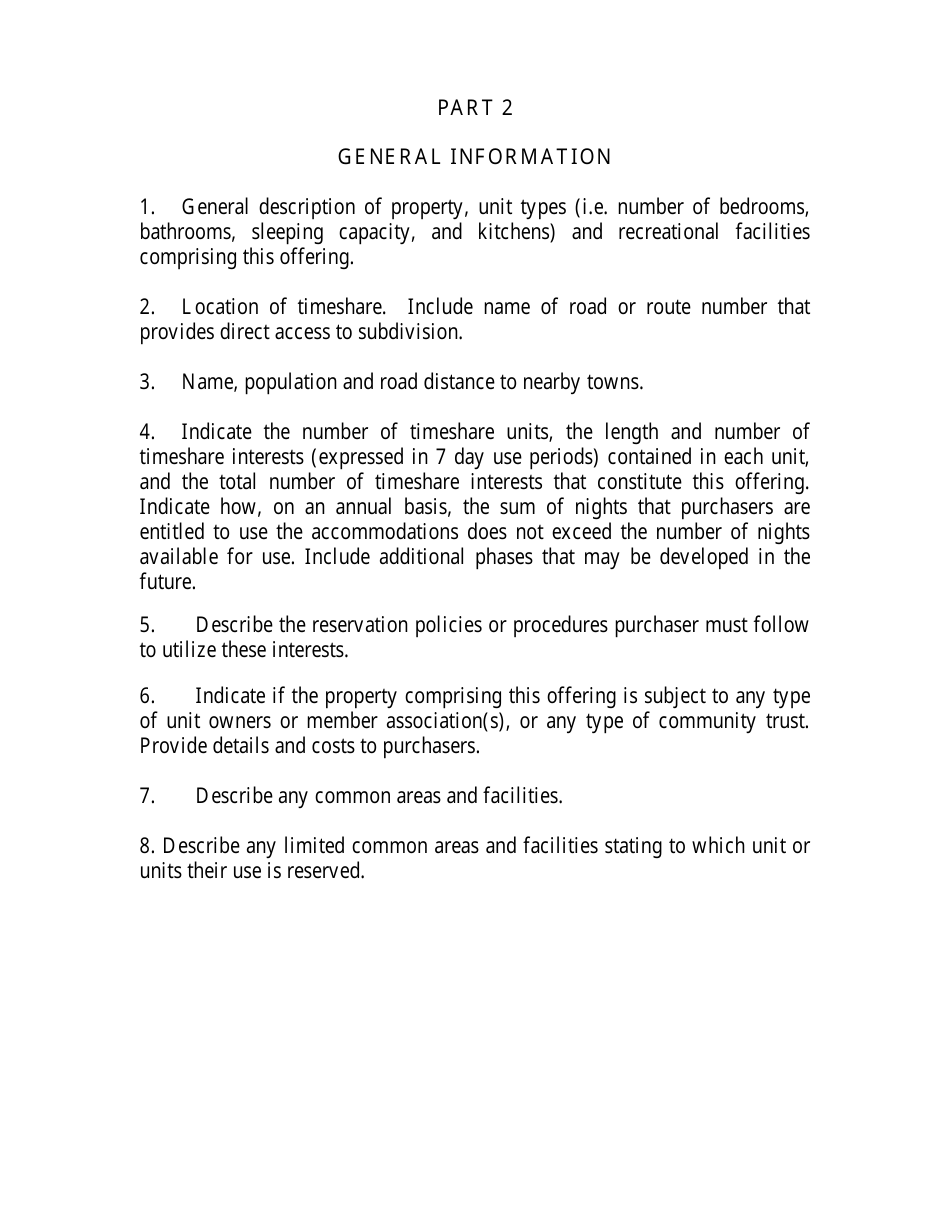 New Jersey Timeshare Public Offering Statement Format (Single Site or Specific Interest Offering) - New Jersey, Page 4