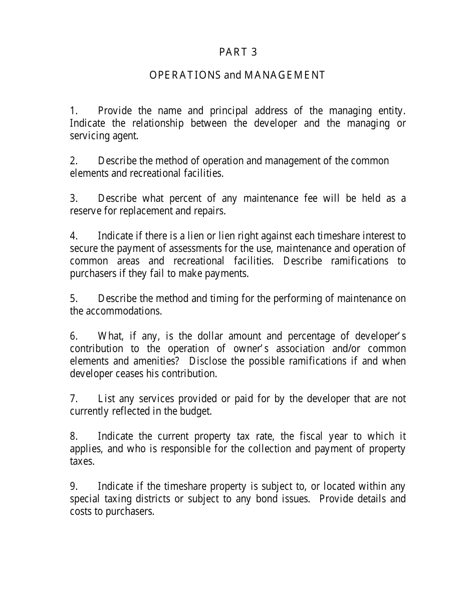 New Jersey Timeshare Public Offering Statement Format (Single Site or Specific Interest Offering) - New Jersey, Page 6