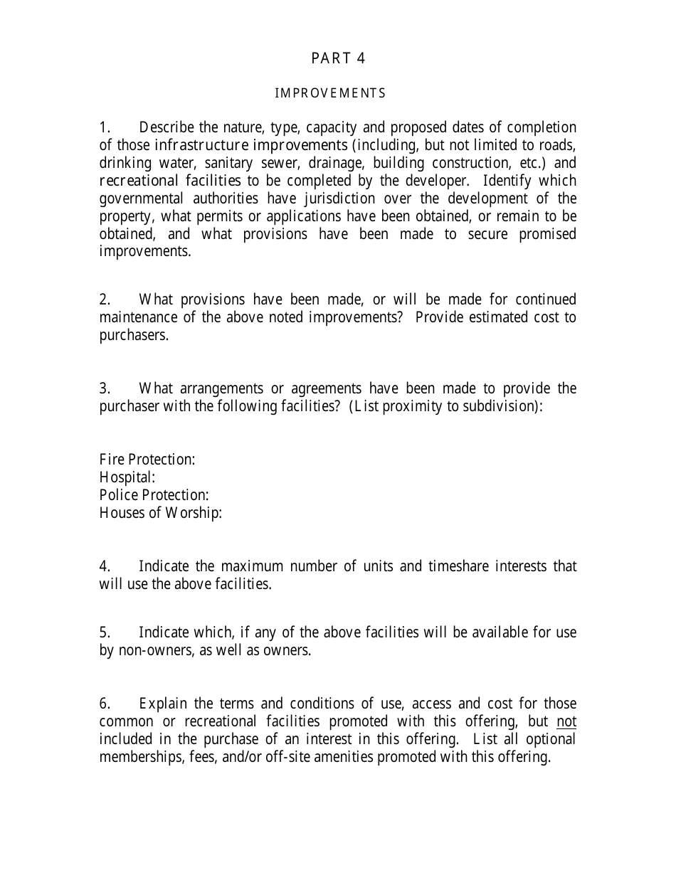 New Jersey Timeshare Public Offering Statement Format (Single Site or Specific Interest Offering) - New Jersey, Page 7