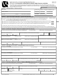 Application for an Unrestricted Manitoba Record - Manitoba, Canada (English/French)