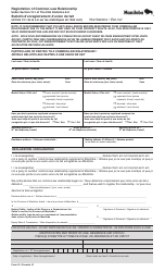 Form 18 Registration of Common-Law Relationship - Manitoba, Canada (English/French)