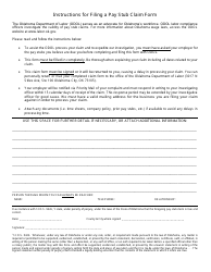 Pay Stub Claim Form - Oklahoma, Page 2