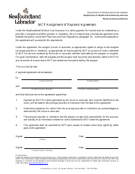 Document preview: Mcp Assignment of Payment Agreement - Newfoundland and Labrador, Canada