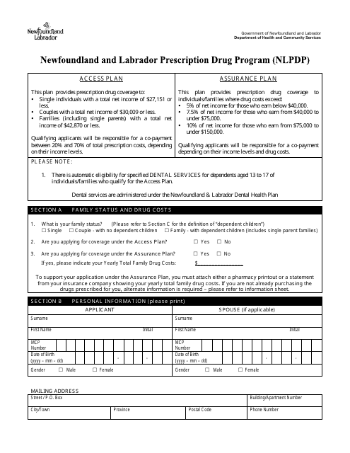 Nlpdp Application Form - Newfoundland and Labrador, Canada