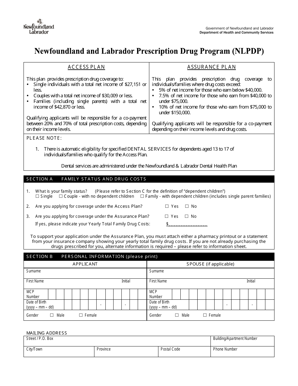 Nlpdp Application Form - Newfoundland and Labrador, Canada, Page 1