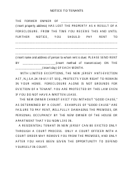 Document preview: Notice to Tenants - New Jersey
