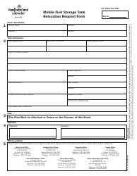 Document preview: Mobile Fuel Storage Tank Relocation Request Form - Newfoundland and Labrador, Canada