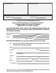 Document preview: AG Form 20I-3 Application for Approval of Proposed Contract for Employment of Private Attorney(S) Under Title 74 O.s. Supp. 1998, 20i - Oklahoma