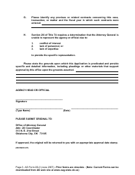 AG Form 20I-3 Application for Approval of Proposed Contract for Employment of Private Attorney(S) Under Title 74 O.s. Supp. 1998, 20i - Oklahoma, Page 3