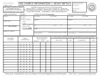Form AD-13 Soil Sample Information - Heavy Metals - North Carolina
