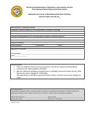 Document preview: Form SF01 Application for License to Manufacture/Distribute Fertilizers - North Carolina