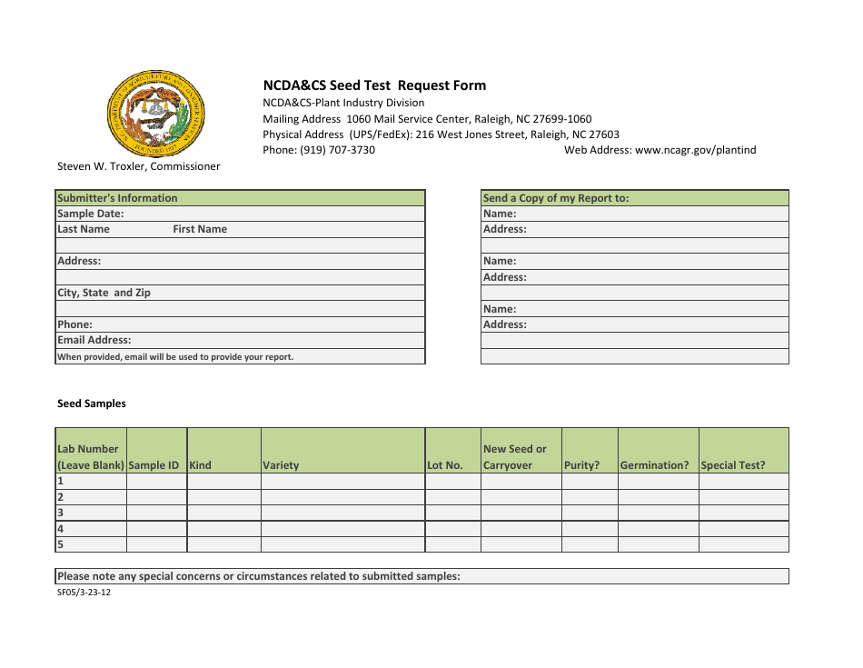 Seed Filing Form D.pdf Form SF05 - Fill Out, Sign Online and Download Printable PDF, North ...