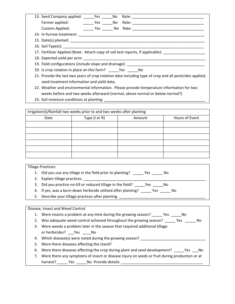 Form SF08 Seed Arbitration Grower Data Form - North Carolina, Page 3