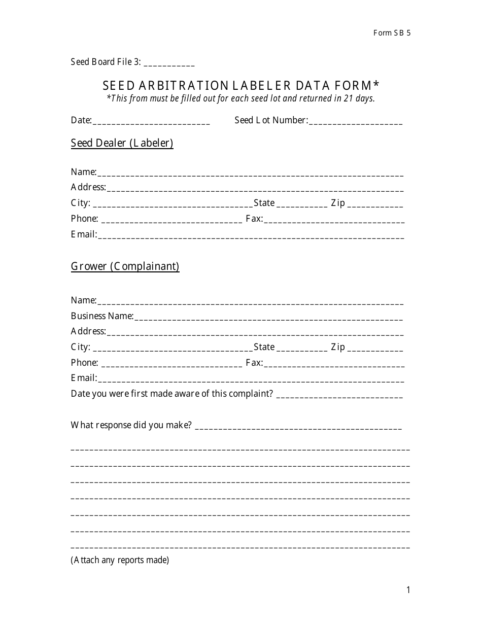 Seed Filing Form D.pdf Form SB5 - Fill Out, Sign Online and Download Printable PDF, North ...