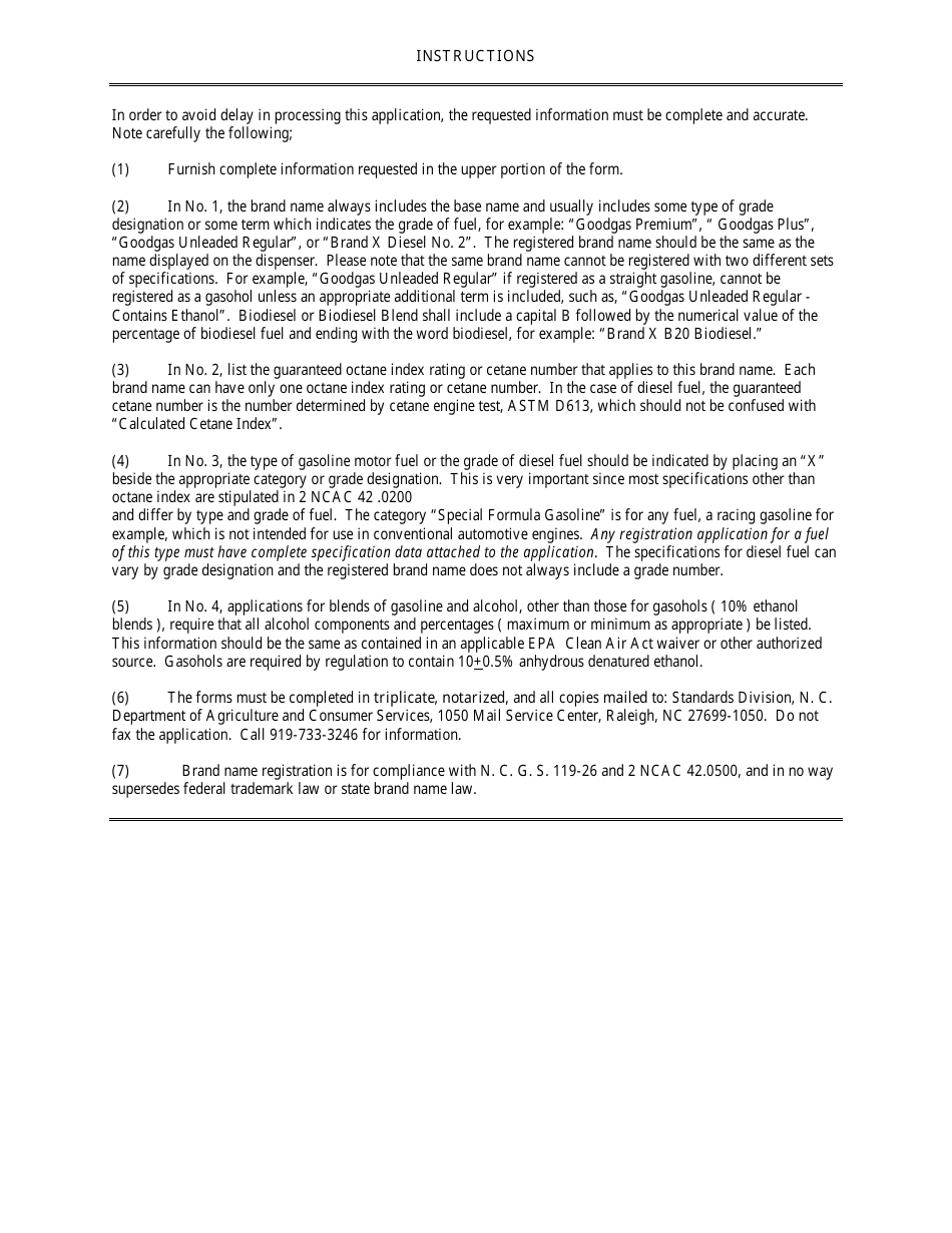 Form GO155 Application for Registration of Gasoline / Diesel Fuel Brand Name - North Carolina, Page 2