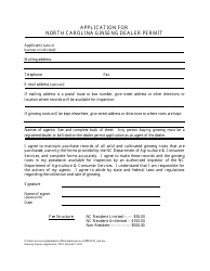 Application for North Carolina Ginseng Dealer Permit - North Carolina
