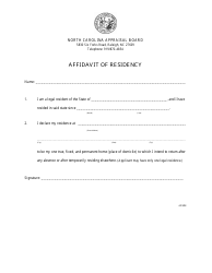 Affidavit of Residency - North Carolina