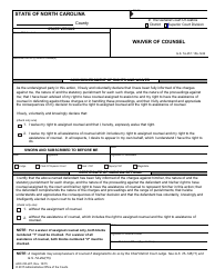 Document preview: Form AOC-CR-227 Waiver of Counsel - North Carolina