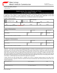 Document preview: Form OS/SS-32 Application for Certificate of Title for Home-Made Trailer - New Jersey