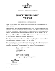 Form SEP-001 &quot;Support Enforcement Program Registration Form&quot; - Newfoundland and Labrador, Canada