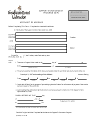 Document preview: Form SEP003 Support Enforcement Program (Sep) Affidavit of Arrears - Newfoundland and Labrador, Canada