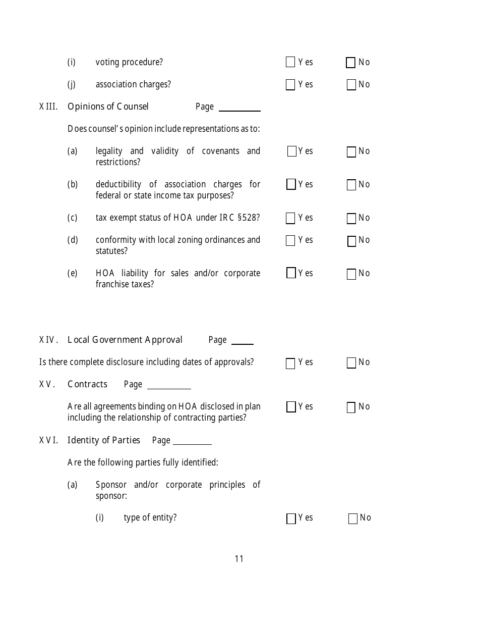 Questionnaire for Homeowners Association Offering Plans - New York, Page 11
