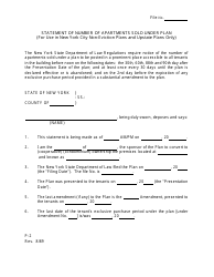 Document preview: Form P-2 Statement of Number of Apartments Sold Under Plan (For Use in New York City Non-eviction Plans and Upstate Plans Only) - New York