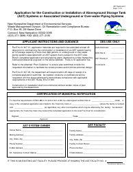 Application for the Construction or Installation of Aboveground Storage Tank (Ast) Systems or Associated Underground or Over-water Piping Systems - New Hampshire