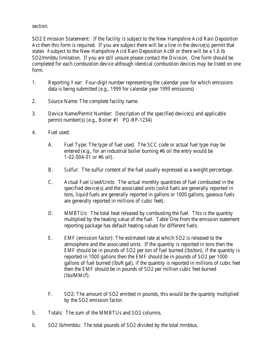 Instructions for Form INV-N2, INV-N1 Annual VOC Emission Statement Form - New Hampshire, Page 3
